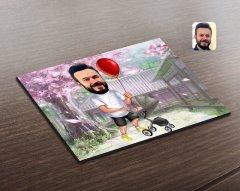 Kişiye Özel Aile Babası Karikatürlü Ahşap Puzzle-2