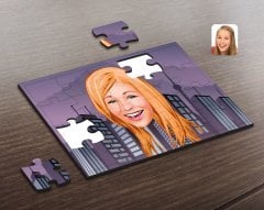 Kişiye Özel Kadın Yüz Karikatürlü Ahşap Puzzle-1