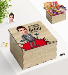 Kişiye Özel Ahşap Kutuda Bay Kolay Yetişmiyor Karikatürlü Nostaljik Lezzetler Hediye Seti-1