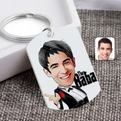 Kişiye Özel Godfather Baba Karikatürlü Pleksi Anahtarlık-2