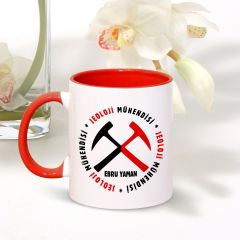 Kişiye Özel Mesleki Jeoloji Mühendisi Kırmızı Kupa Bardak - 002