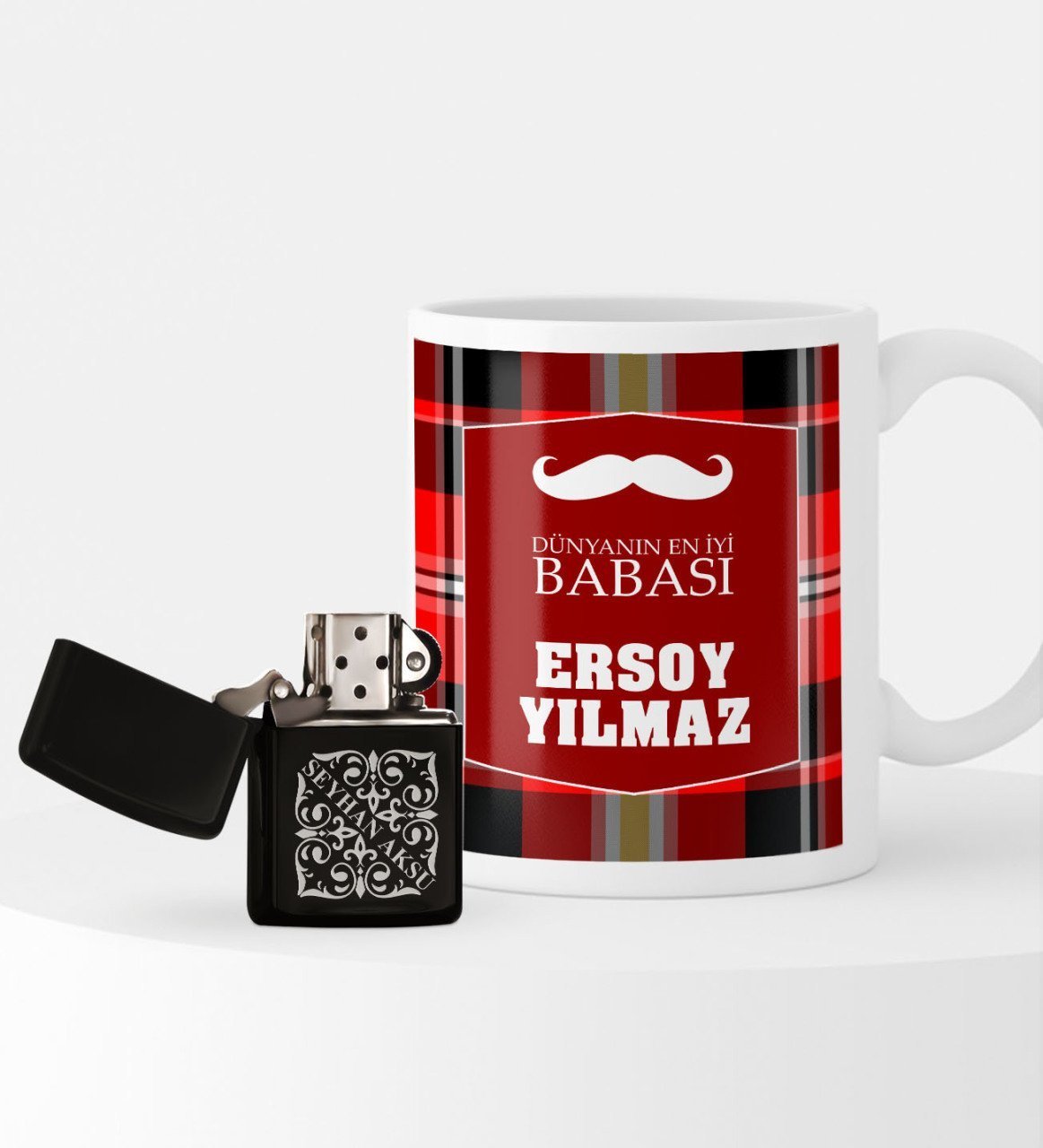 Kişiye Özel Dünyanın En İyi Babası Benzinli Çakmak ve Kupa Seti-4