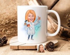 Bk Gift Kişiye Özel Mezun Karikatürlü Beyaz Kupa Bardak-3, Sevgiliye Hediye, Arkadaşa Hediye
