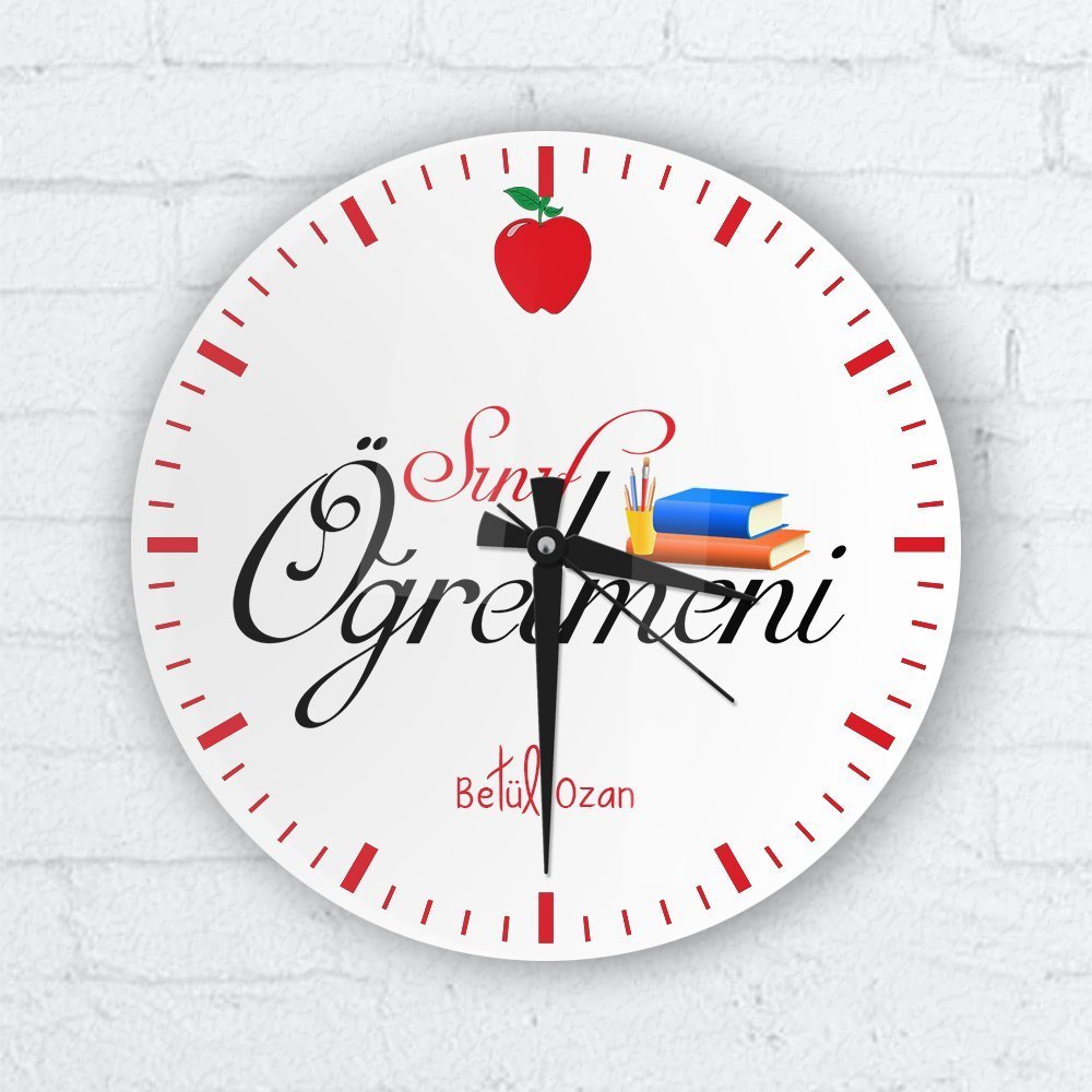 Kişiye Özel Sınıf Öğretmeni Cam Duvar Saati
