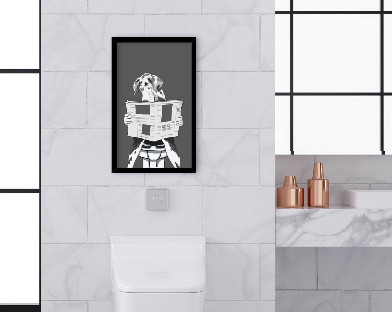 BK Home Banyo Tuvalet Dekoratif Ahşap Siyah Çerçeveli Tablo-1