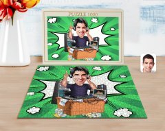 Kişiye Özel Erkek Radyocu Karikatürlü 1000 Parça Profesyonel Puzzle-1