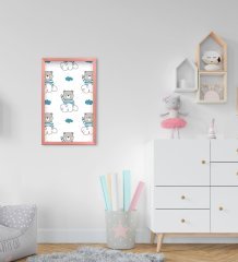 BK Home Tatlı Ayıcık Tasarımlı Dekoratif Pembe Ahşap Çerçeveli Çocuk Odası Tablo-5