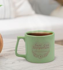 BK Gift Anneler Günü Tasarımlı Pastel Su Yeşili Middle Kupa Bardak, Anneye Hediye, Ev Hediyesi, Anneler Günü Hediyesi, Ofis Hediyesi-1