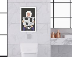 BK Home Banyo Tuvalet Dekoratif Ahşap Beyaz Çerçeveli Tablo-17