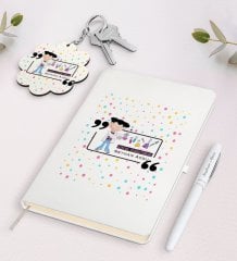 Kişiye Özel Kimya Öğretmeni Beyaz Defter Kalem Ve Anahtarlık Hediye Seti-2