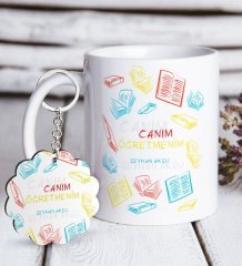 Kişiye Özel Canım Öğretmenim Beyaz Kupa ve Anahtarlık Hediye Seti-3