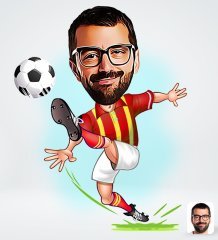 Kişiye Özel Sarı Kırmızı Futbolcu Tasarımlı Dijital Karikatür-1