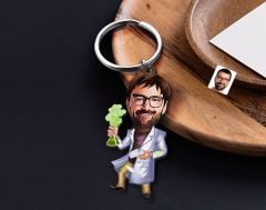 BK Gift Kişiye Özel Öğretmen Karikatürlü Ahşap Anahtarlık-6 Sevgiliye Hediye, Arkadaşa Hediye, Doğum Günü Hediyesi