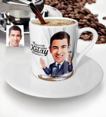 Kişiye Özel Bay Spiker Karikatür Türk Kahvesi Fincanı - 1
