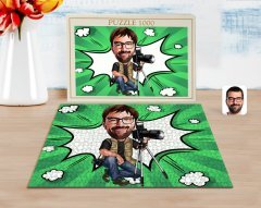 Kişiye Özel Erkek Profesyonel Fotoğrafçı Karikatürlü 1000 Parça Profesyonel Puzzle-1