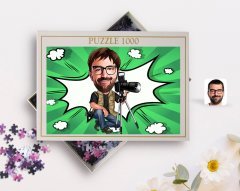 Kişiye Özel Erkek Profesyonel Fotoğrafçı Karikatürlü 1000 Parça Profesyonel Puzzle-1