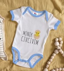 BK Kids Minik Civcivim Tasarımlı Mavi Bebek Body Zıbın-1