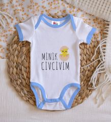 BK Kids Minik Civcivim Tasarımlı Mavi Bebek Body Zıbın-1