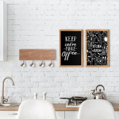BK Home Doğal Ahşap Dekoratif Fincan Askılığı ve 2’li Mutfak Konseptli Ahşap Tablo-7