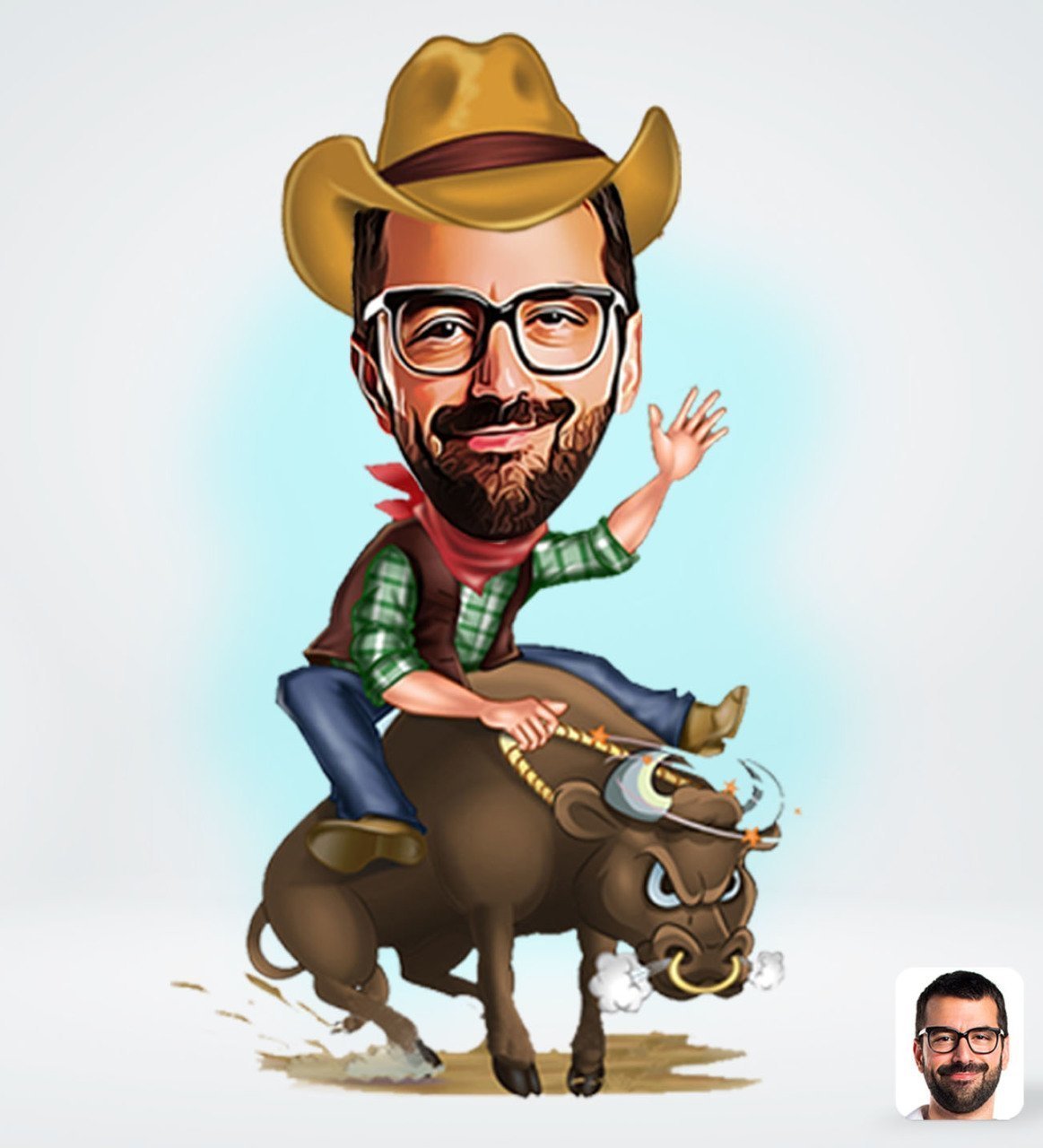 Kişiye Özel Rodeo Tasarımlı Dijital Karikatür-1