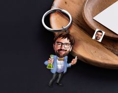 BK Gift Kişiye Özel Öğretmen Karikatürlü Ahşap Anahtarlık-5 Sevgiliye Hediye, Arkadaşa Hediye, Doğum Günü Hediyesi