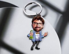 BK Gift Kişiye Özel Öğretmen Karikatürlü Ahşap Anahtarlık-5 Sevgiliye Hediye, Arkadaşa Hediye, Doğum Günü Hediyesi