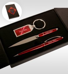 Kişiye Özel 310 Kırmızı Kalem Anahtarlık Zarf Açacağı Set
