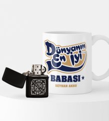 Kişiye Özel Dünyanın En İyi Babası Benzinli Çakmak ve Kupa Seti-2