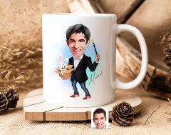 Bk Gift Kişiye Özel Sihirbaz Karikatürlü Beyaz Kupa Bardak-1, Sevgiliye Hediye, Arkadaşa Hediye