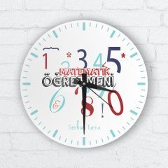 Kişiye Özel Matematik Öğretmeni Cam Duvar Saati - 2