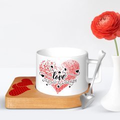Kişiye Özel Sevgililer Günü Tasarımlı Ahşap Altlıklı Seramik Fincan - 14