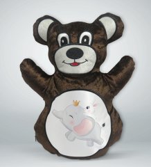 BK Gift Sevimli Fil ve Tavşan Tasarımlı Kahverengi Ayıcık Yastık-2