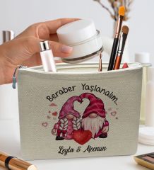 BK Gift Kişiye Özel Keten Makyaj Çantası, Sevgiliye Hediye, Arkadaşa Hediye, Sevgililer Günü Hediyesi, Doğum Günü Hediyesi-5
