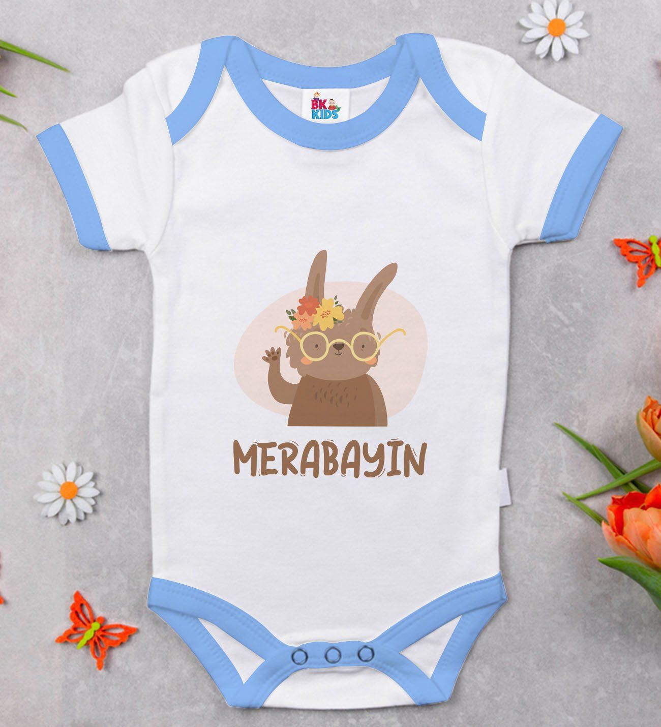 BK Kids Merabayın Tasarımlı Mavi Bebek Body Zıbın-1