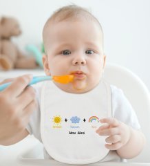 BK Kids Kişiye Özel Annem Babam Ben Tasarımlı Bebek Body Zıbın ve Mama Önlüğü Hediye Seti - Model 1