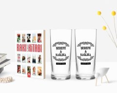 Kişiye Özel Renkli Baskılı Şerefe ve Sağlığa Tasarımlı İkili Rakı Bardağı ve Rakı Cep Kitabı Hediye Seti-1