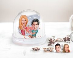 Kişiye Özel Sevgililer Karikatürlü Kar Küresi-19