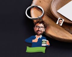 BK Gift Kişiye Özel Öğretmen Karikatürlü Ahşap Anahtarlık-4 Sevgiliye Hediye, Arkadaşa Hediye, Doğum Günü Hediyesi