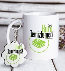Kişiye Özel Mesleki Kuru Temizlemeci Beyaz Kupa ve Anahtarlık Hediye Seti