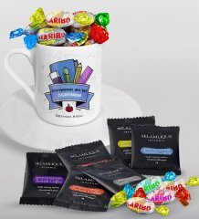 Kişiye Özel Dünyanın En İyi Öğretmeni Türk Kahvesi Fincanı Selamlique Karışık Türk Kahvesi ve Haribo Şeker Hediye Seti-23