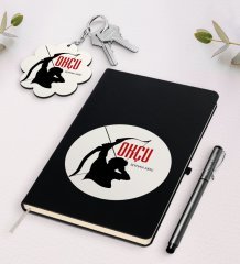 Kişiye Özel Okçu Siyah Defter Kalem Ve Anahtarlık Hediye Seti