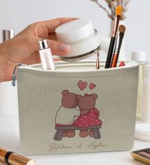 BK Gift Kişiye Özel Keten Makyaj Çantası, Sevgiliye Hediye, Arkadaşa Hediye, Sevgililer Günü Hediyesi, Doğum Günü Hediyesi-4