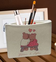 BK Gift Kişiye Özel Keten Makyaj Çantası, Sevgiliye Hediye, Arkadaşa Hediye, Sevgililer Günü Hediyesi, Doğum Günü Hediyesi-4