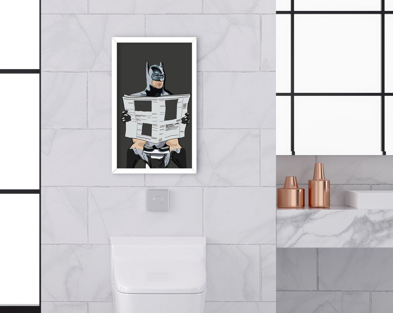 BK Home Banyo Tuvalet Dekoratif Ahşap Beyaz Çerçeveli Tablo-14