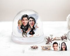 Kişiye Özel Sevgililer Karikatürlü Kar Küresi-18