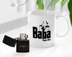 Kişiye Özel Babalar Günü Hediyesi Baba Godfather Tasarımlı Kupa Bardak ve Benzinli Çakmak Seti-5