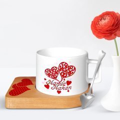 Kişiye Özel Sevgililer Günü Tasarımlı Ahşap Altlıklı Seramik Fincan - 12