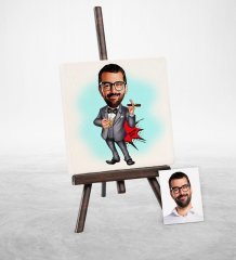 Kişiye Özel Bay Patron Karikatür Şovaleli Doğal Taş - 3