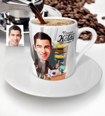 Kişiye Özel Bay Öğretmen Karikatür Türk Kahvesi Fincanı - 2