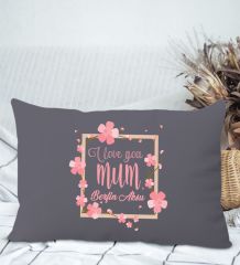 BK Gift Kişiye Özel İsimli Anneler Günü Tasarımlı Premium Kumaş Antrasit Dikdörtgen Kırlent Yastık, Anneler Günü Hediyesi, Ev Dekorasyonu-7